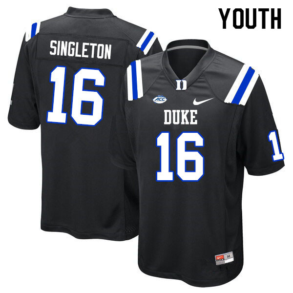 Youth #16 Dylan Singleton Duke Blue Devils College Football Jerseys Sale-Black